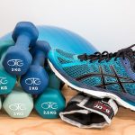 dumbbells and sneaker for physical therapy